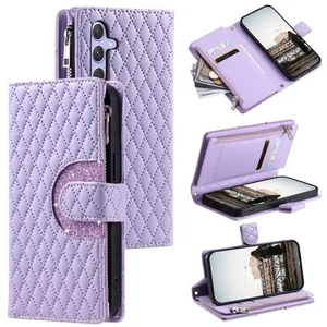 For Samsung Galaxy A17 5G Glitter Lattice Zipper Wallet Leather Phone Case - Photo 1 sur 1