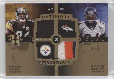 2007 Ultimate Collection Materials Gold /25 Hines Ward Champ Bailey Dual Patch - Image 1 of 2