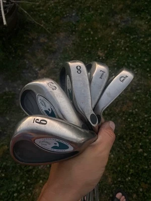 CALLAWAY TUNGSTEN INJECTED TITANIUM IRONS P-S-6-8-L HAWKEYE STRONG FLEX GRAPHITE - Image 1 of 3