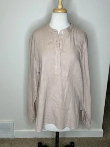 Jenni Kayne Beige Cotton Gauze Popover Tunic Size L - Picture 1 of 10