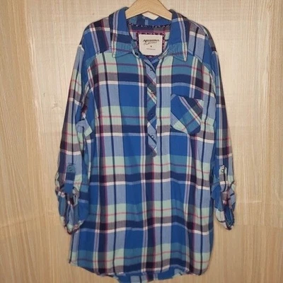 Túnica mediana de franela a cuadros azul para niñas Arizona Foto 1 de 4