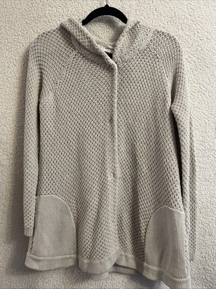 Cárdigan Anthropologie Sparrow Largo Tostado Con Capucha Tejido Crochet Botones a Presión Talla XL Foto 1 de 4