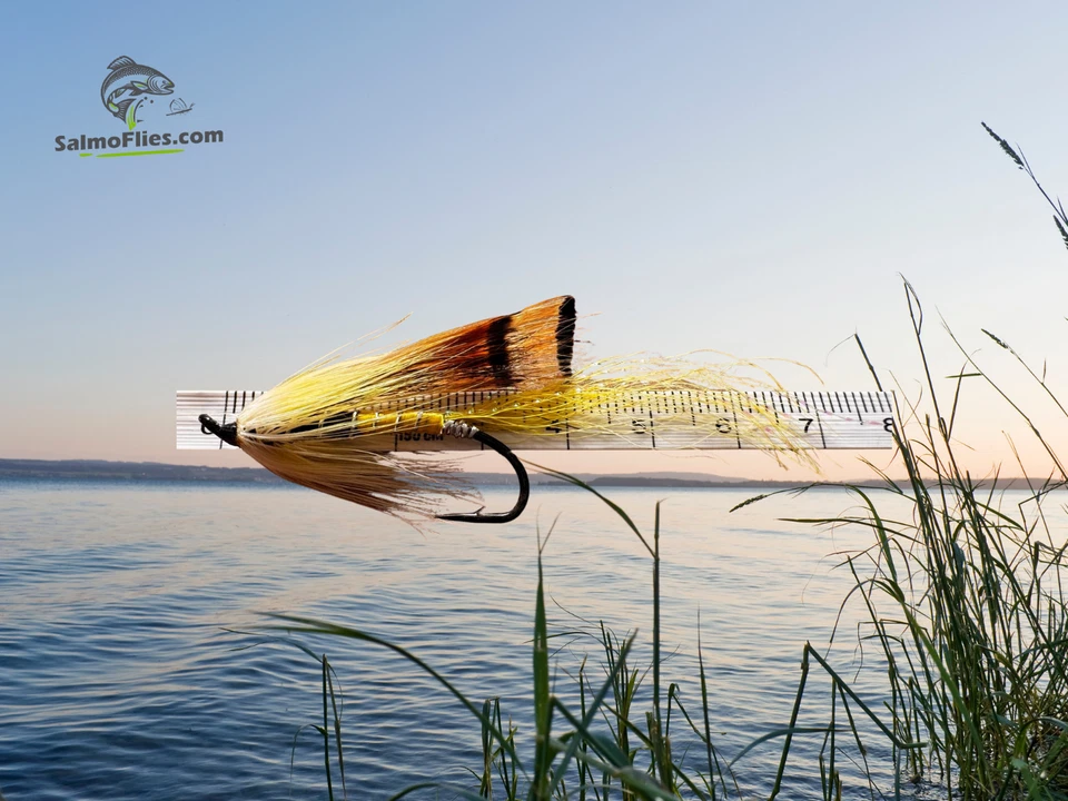 🎣 3er Set: NEU Lachsfliegen - Ally's Yellow Streamer | Haken #2 ☀️ - Bild 1 von 1
