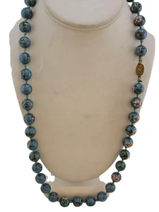 Antiguo Collar Cloisonne Azul Anudado a Mano (A9089) - Imagen 1 de 5