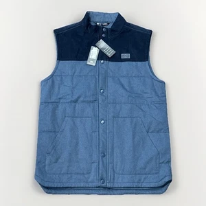 Travis Mathew Herren Med Business Class Golf Weste Druckknopf blau Total Eclipse gesteppt - Bild 1 von 7