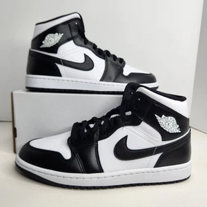 Air Jordan 1 Mid Panda Black/White Size 10.5 Women / Size 9 Men - Picture 1 of 8