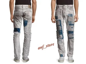 NWT PRPS Goods JAPAN Demon Slim Straight Men Jeans 36 x 32 Grey Patchwork $425 - Picture 1 of 3