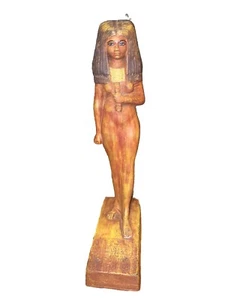 Vintage Wooden Hand Carved Egyptian Figurine Statue Ornament Lady Nay - Picture 1 of 22