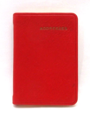 Address Book  MINI 3x4" Leather Cover 160 Tabbed Pages Post Miniatures  RED - Image 1 of 4