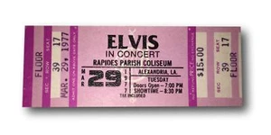Elvis Presley Unused March 29, 1977 Concert Ticket Rapides Parish, LA 3/29/77 - Picture 1 of 1
