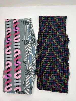 Juego de 2 Leggings Lularoe Mujer Talla Única Estampado Geométrico Gris Rosa Negro Foto 1 de 4