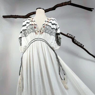 ZARA 🤍 KLEID MAXIKLEID KAFTAN TUNIKA STRANDKLEID BAUMWOLLE BESTICKT OVERSIZE  - Bild 1 von 4