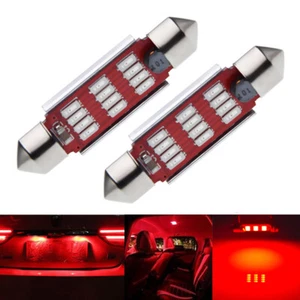 2 x 42mm 41mm Red Canbus 12SMD Car Auto LED Festoon Interior Dome Light Bulb 12V - Bild 1 von 6