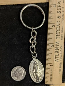 VTG Miraculous MEDAL Virgin Mary Jesus KEY CHAIN Finely Struck - Picture 1 of 7