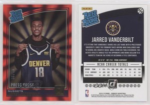 2018 Donruss Rated Rookies Press Proof Red Laser /99 Jarred Vanderbilt Rookie RC
