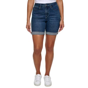 DKNY Jeans gerollte Manschette Bermuda kurz blau Denim Damen Gr. 4-8 neu mit Etikett - Bild 1 von 3