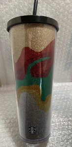 Starbucks 2018 Holiday Sand Flow Glitter Acrylic Cold Cup Tumbler 24 oz - Picture 1 of 8