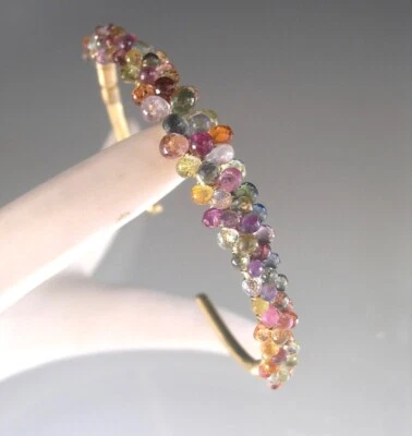 Hugely Sparkling Multi Sapphire Encrusted Gold Filled Cuff Bracelet Bellajewels - Image 1 of 4