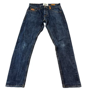 SuperDry Jeans Mens 30 32 Slim Fit Straight Dark Wash Blue 100% Cotton Button - Picture 1 of 12