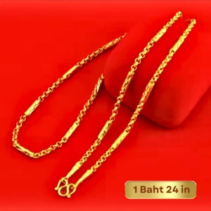 23k 24k Halskette Thai Gold massiv gelb Kette Anhänger Gewicht 1Baht 24" Schmuck - Bild 1 von 5