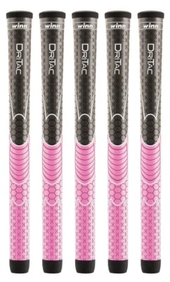 5件套Winn Dri-Tac女式高尔夫握把-粉色/深灰色3DT-GPK — 第 1/4 张图片