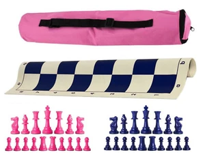 Juego de ajedrez de peso único Archer - tablero de vinilo con piezas y bolso - rosa marino - Imagen 1 de 5