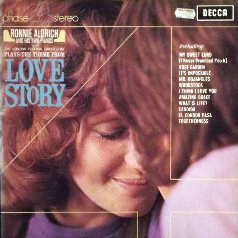 1971 Ronnie Aldrich And His Two Pianos ‎Love Story Vinyl LP 黑膠唱片 Phase 4 Stereo - Image 1 of 1