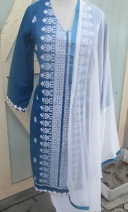 beautiful folwar embroidery salwa kameez material   cotton   Size XL 46 - Picture 1 of 4