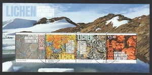 AUSTRALIAN ANTARCTIC TERRITORY 2021 LICHEN ORGANISM SOUVENIR SHEET 4 STAMPS USED - Picture 1 of 4
