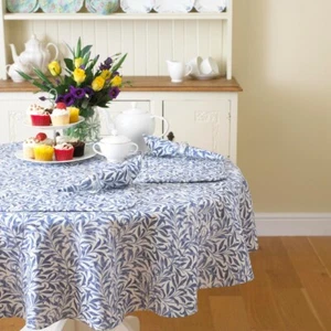 Tovaglia rotonda William Morris ramo di salice blu 147 cm - Foto 1 di 3