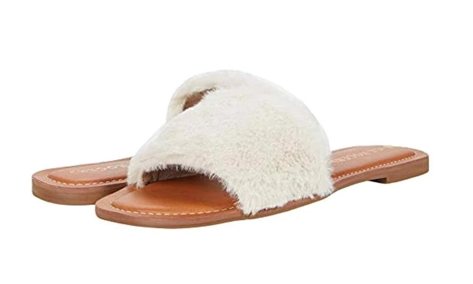 NEW Jack Rogers Faux Fur Sabrina Slide TAN NATURAL SLIP ON SANDAL SIZE 5.5 NIB - Image 1 of 1