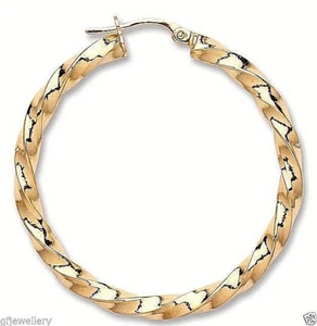 20% DE DESCUENTO AROS REDONDOS DE 35 MM CON SELLO ORO AMARILLO PULIDO GIRO CUADRADO 9CT - Imagen 1 de 5