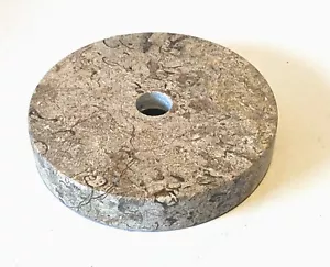 NEU ALTER LAGER: 4" Rund Fossil Marmor Lampensockel oder Stufenlampe Teil - Bild 1 von 3