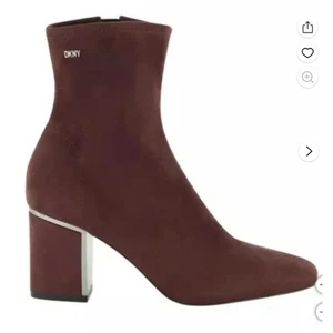 DKNY “Cavale-Heeled Dress Boot” Soft Micro Suede ~ women's bootie 7 burg - Picture 1 of 3