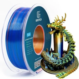 GEEETECH Drukarka 3D Filament Silk PLA Pomarańczowy & Niebieski & Zielony 3 gradienty 1kg 1,75 mm - Zdjęcie 1 z 8