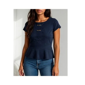 Top Ann Taylor Mujer Azul Marino Pequeño Carrera Trabajo Negocios Informal Corporativo Náutico - Imagen 1 de 5