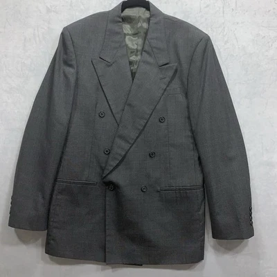 City Streets 定制版型灰色炭黑色西装外套 40L 码羊毛混纺 — 第 1/4 张图片