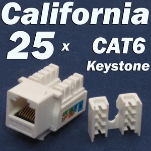 25 X Pcs lot Keystone Jack CAT6 White Network Ethernet 110 Punch Down 8P8C RJ45 - Picture 1 of 11