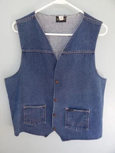 Vintage Tall Men's Sears Western Wear 2 Pocket Denim Vest, Unlined Size LT, Nice - Picture 1 of 12