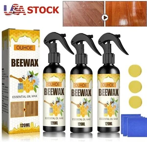 3× Natural Bee Wax Furniture Polish Spray w/ Tool Micro-Molecularized Beeswax US - Picture 1 of 17