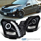 Fit 03-07 Cadillac CTS LED Strip Halo Black Projector Headlights Lamp Left+Right