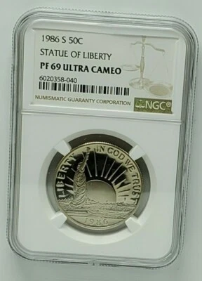 1986 S US 50 Cent Statue of Liberty NGC PF69 Ultra Cameo - Image 1 of 4