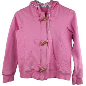 Billabong Teen Girls Zipped Up Hoodie Sweater Cotton Aus Size 12 Pink Heart Vg - Picture 1 of 9