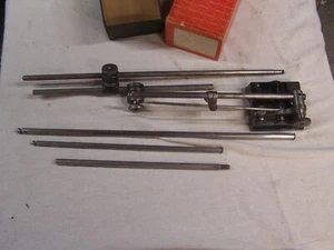 SURFACE GAGE #57-C STARRETT-3" BASE WITH 9 12 18" SPINDLES AND EXTRAS - Picture 1 of 5