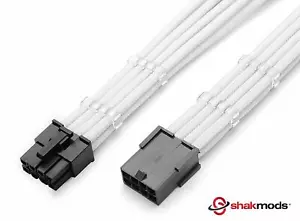 Shakmods 8 Pin Pcie White GPU PSU Sleeved Power Supply Extension 2 Cable Combs - Picture 1 of 4