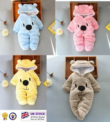 Neugeborenes Baby Junge Mädchen Kinder Bär mit Kapuze Strampler Overall Body Kleidung Outfits