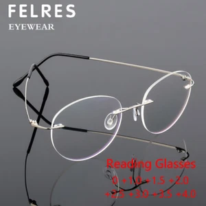 Gafas de lectura de metal sin montura para hombres redondas con bloqueo de luz azul lectores presbicios - Imagen 1 de 19
