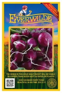 300 Purple Plum Radish Seeds - Everwilde Farms Mylar Seed Packet - Picture 1 of 3