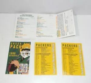 Lote de horarios de fútbol americano de bolsillo Miller de cerveza estilo antiguo de los Green Bay Packers 1990 y 1991 - Imagen 1 de 3