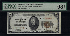 1929 $20 Federal Reserve Bank Note - San Francisco - FR.1870-L Graded PMG 63 EPQ